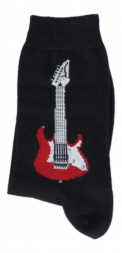 E-Gitarre-Socken, Gitarre in rot-weiem Design, Musik-Socken